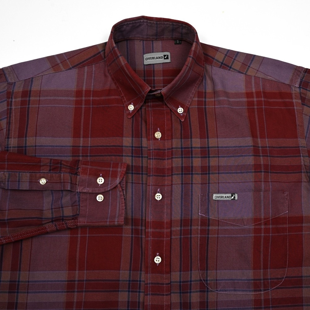 Overland Shirt Men's Long Sleeve Plaid Button Down Preppy Pocket Medium 3‎